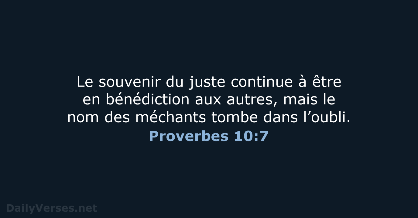 Proverbes 10:7 - BDS