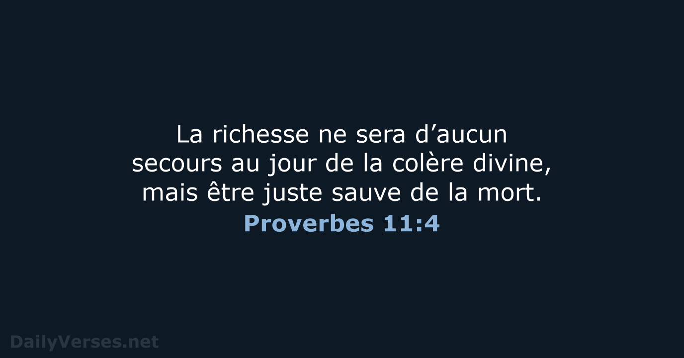 Proverbes 11:4 - BDS