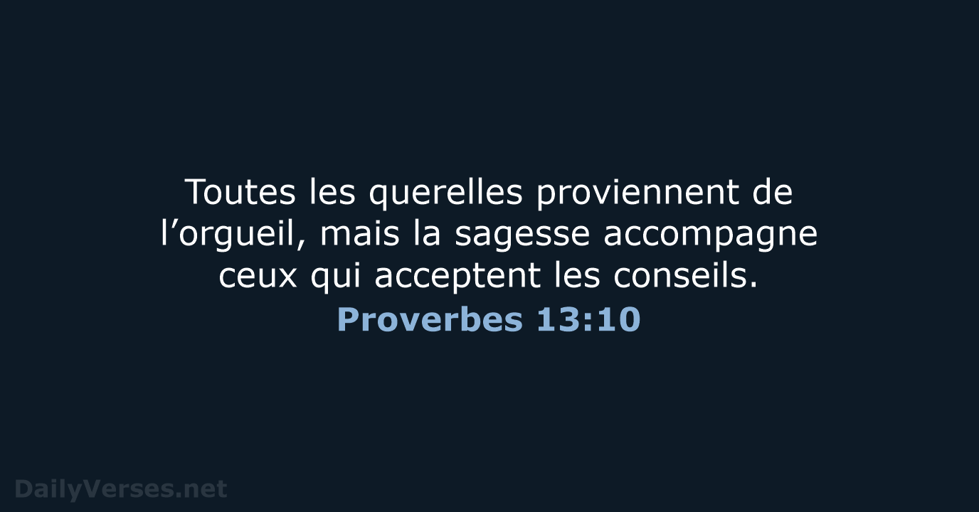 Proverbes 13:10 - BDS