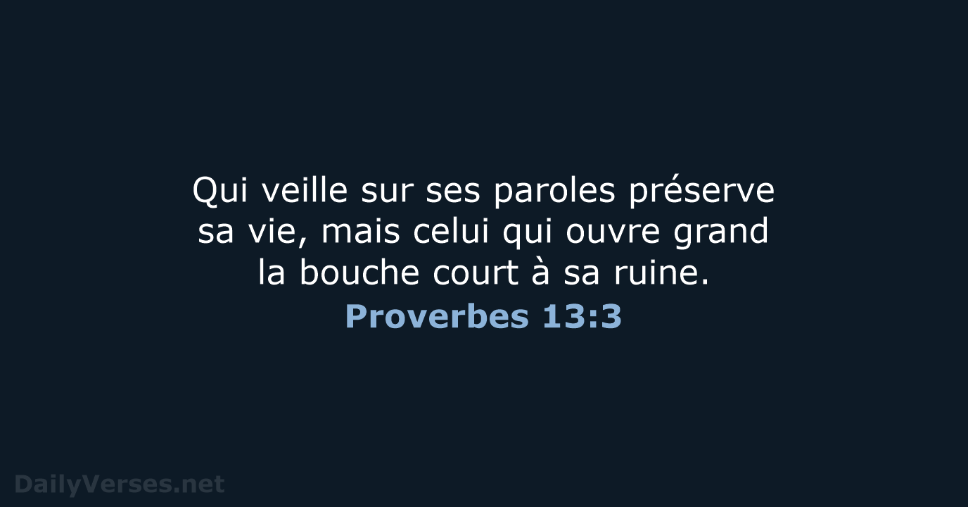 Proverbes 13:3 - BDS