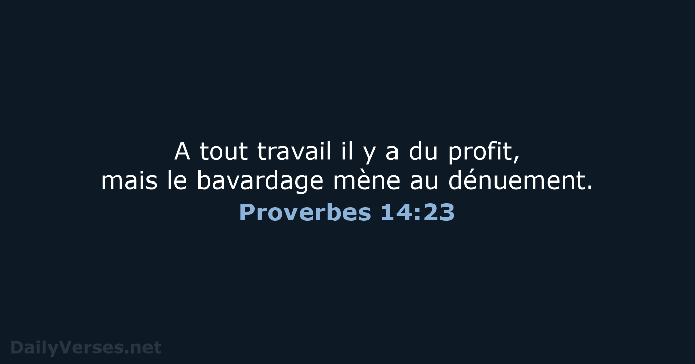 Proverbes 14:23 - BDS