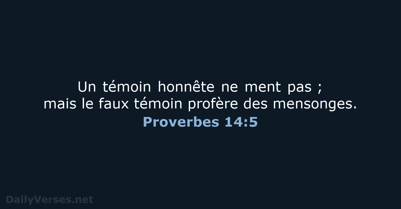 Proverbes 14:5 - BDS