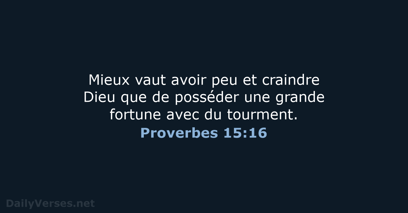 Proverbes 15:16 - BDS