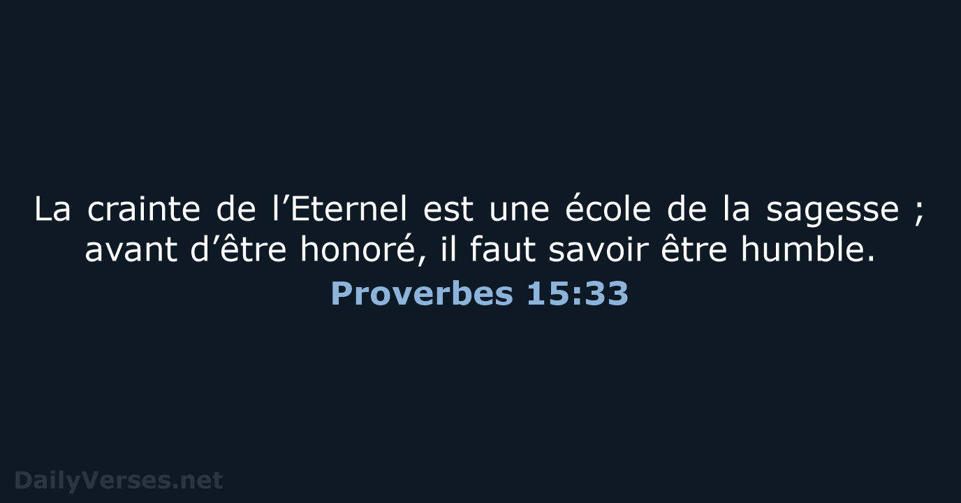 Proverbes 15:33 - BDS