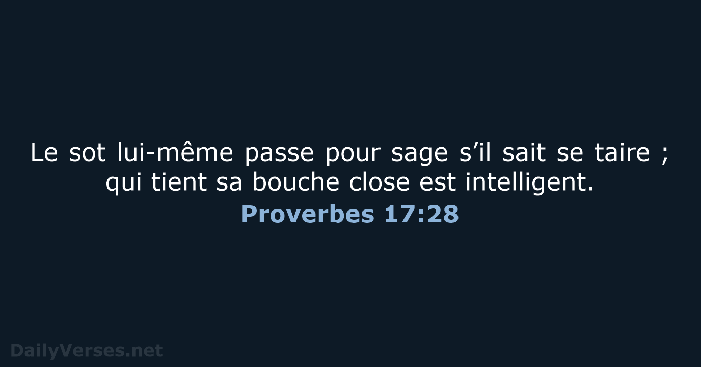 Proverbes 17:28 - BDS