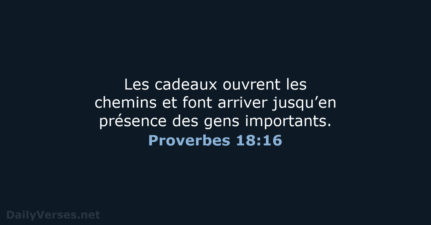 Proverbes 18:16 - BDS