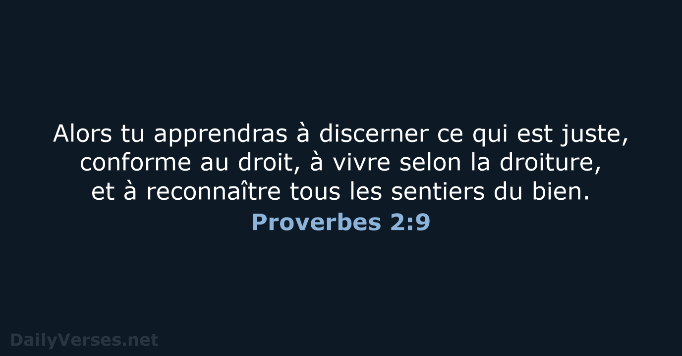 Proverbes 2:9 - BDS