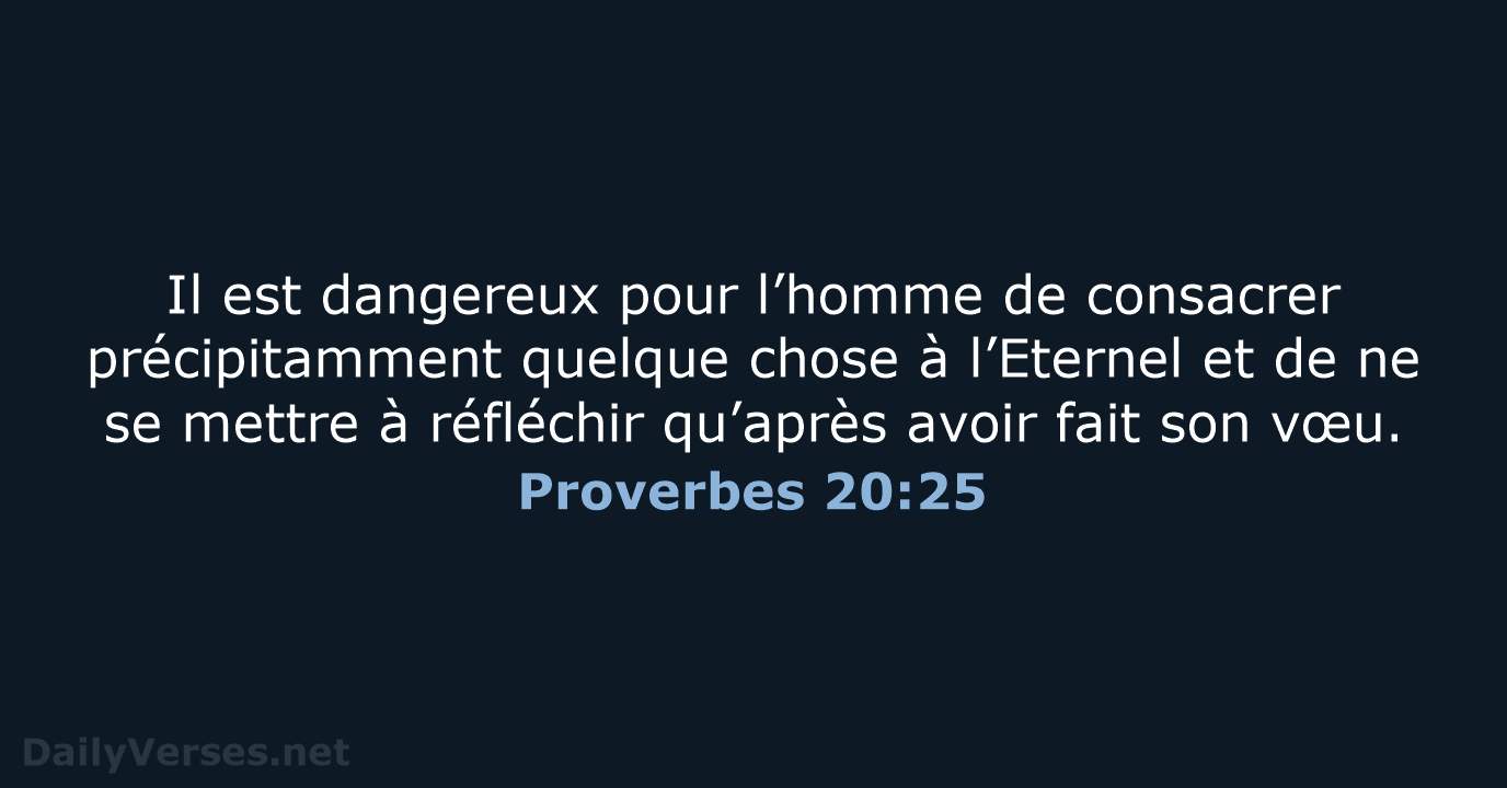 Proverbes 20:25 - BDS