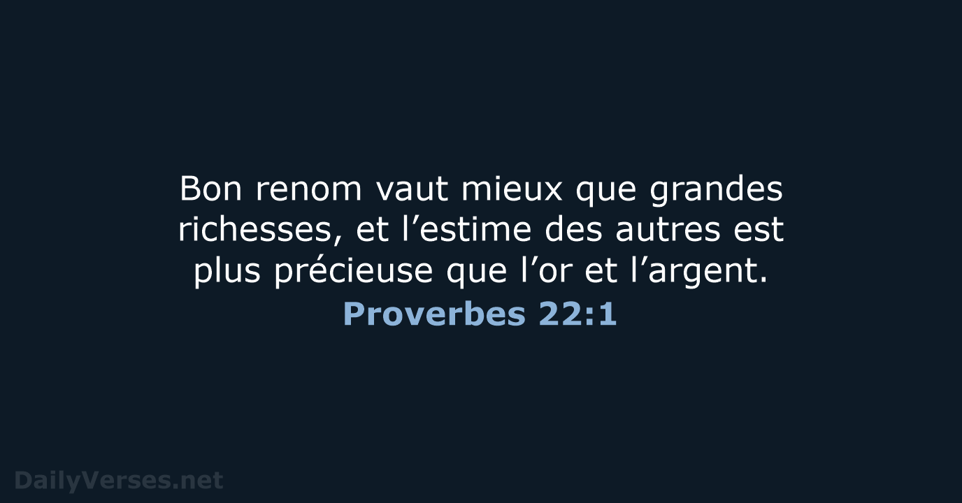 Proverbes 22:1 - BDS