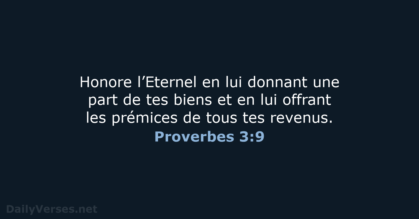 Proverbes 3:9 - BDS