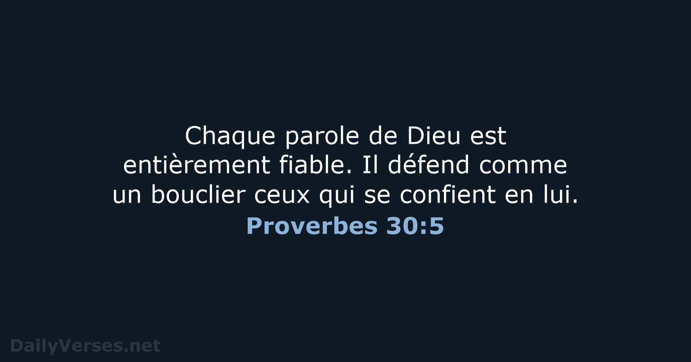 Proverbes 30:5 - BDS