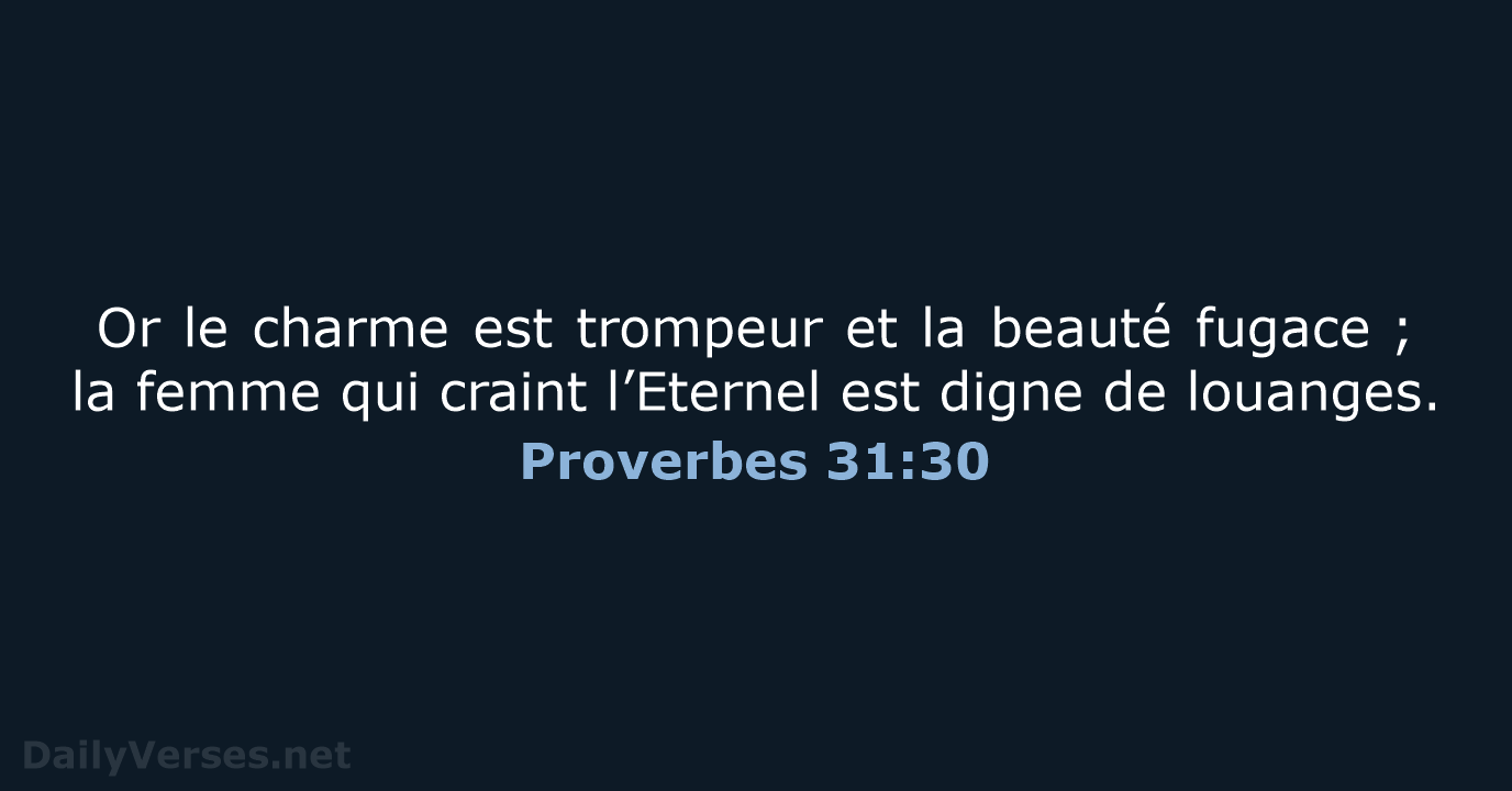 Proverbes 31:30 - BDS