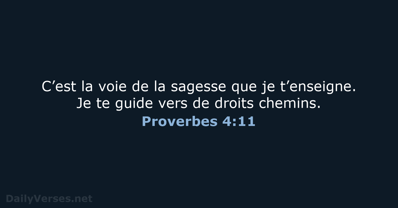 C’est la voie de la sagesse que je t’enseigne. Je te guide… Proverbes 4:11