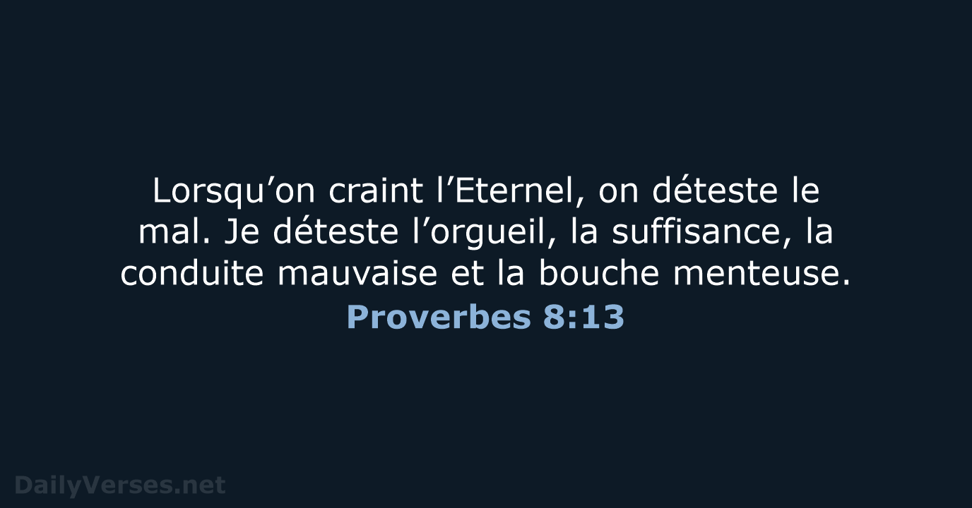 Proverbes 8:13 - BDS