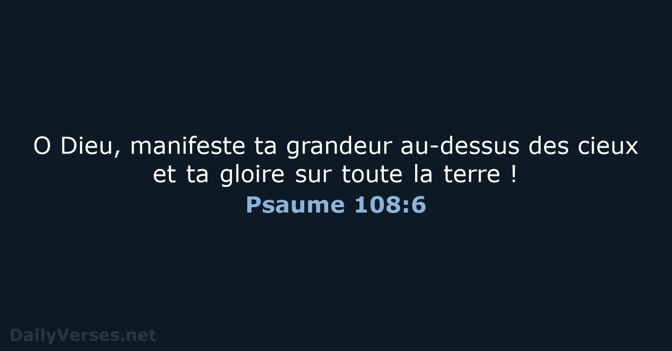 Psaume 108:6 - BDS
