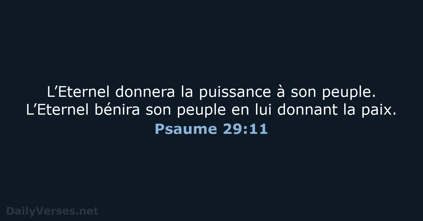 Psaume 29:11 - BDS