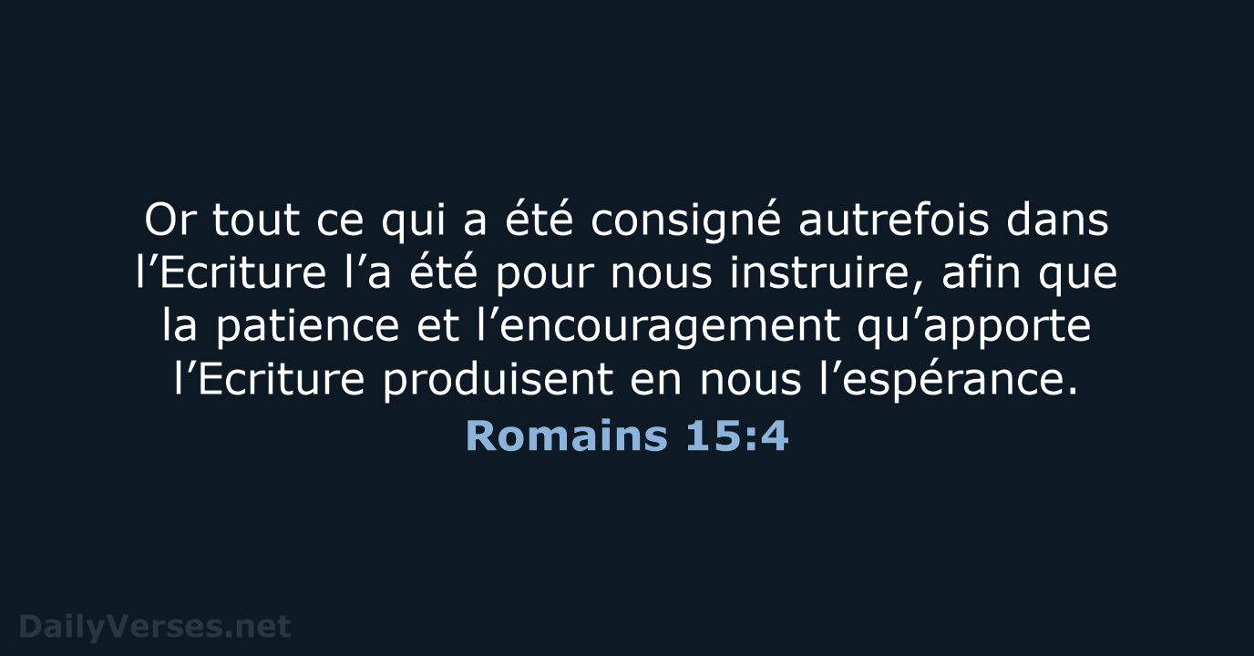 Romains 15:4 - BDS