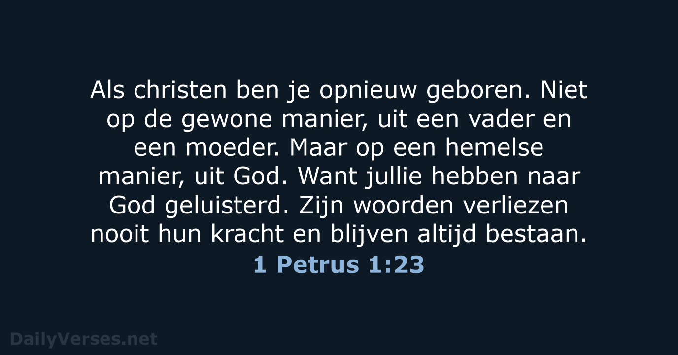 1 Petrus 1:23 - BGT
