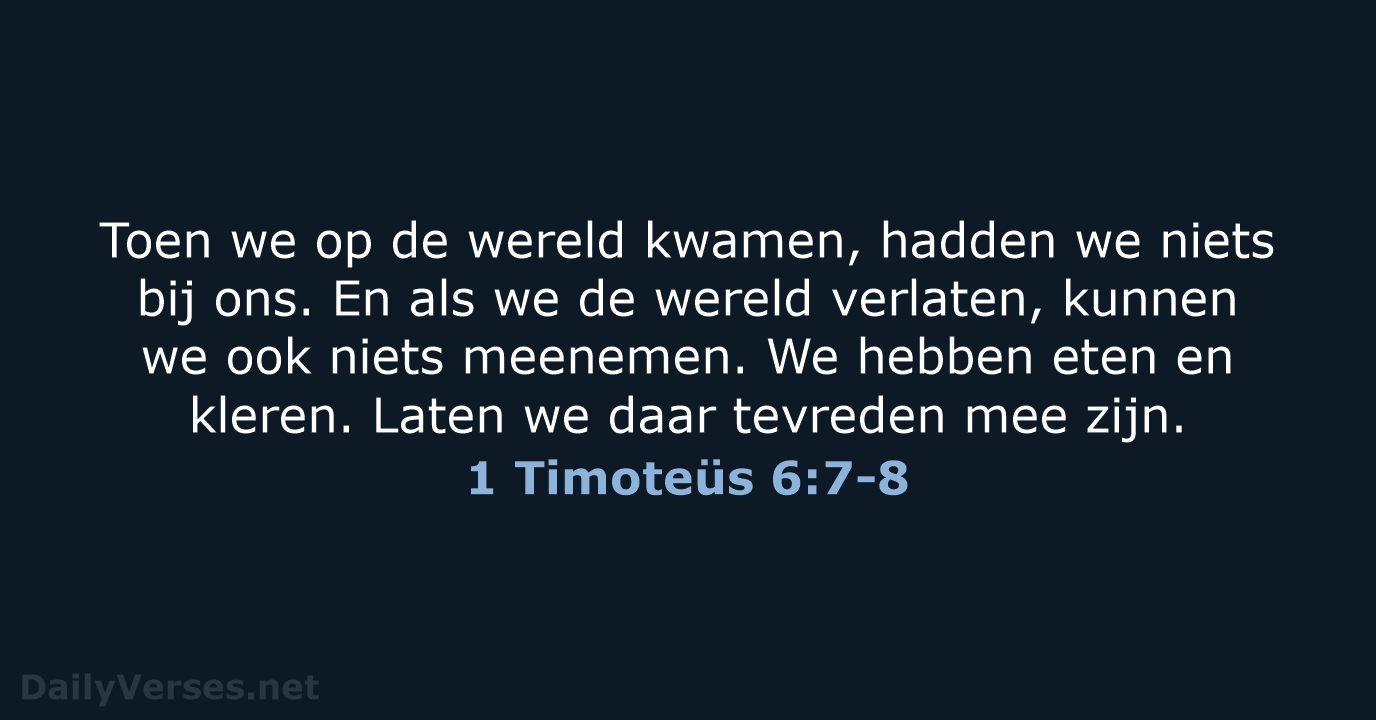 1 Timoteüs 6:7-8 - BGT