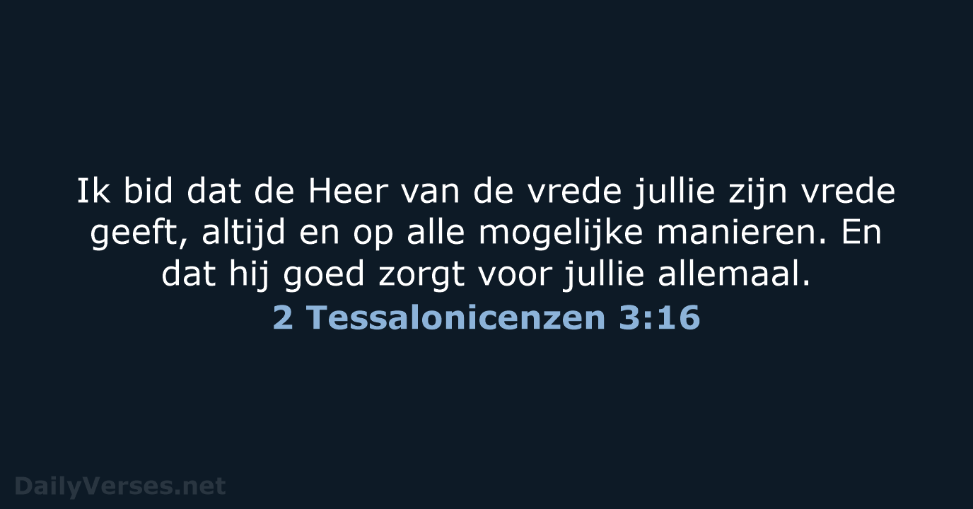 2 Tessalonicenzen 3:16 - BGT