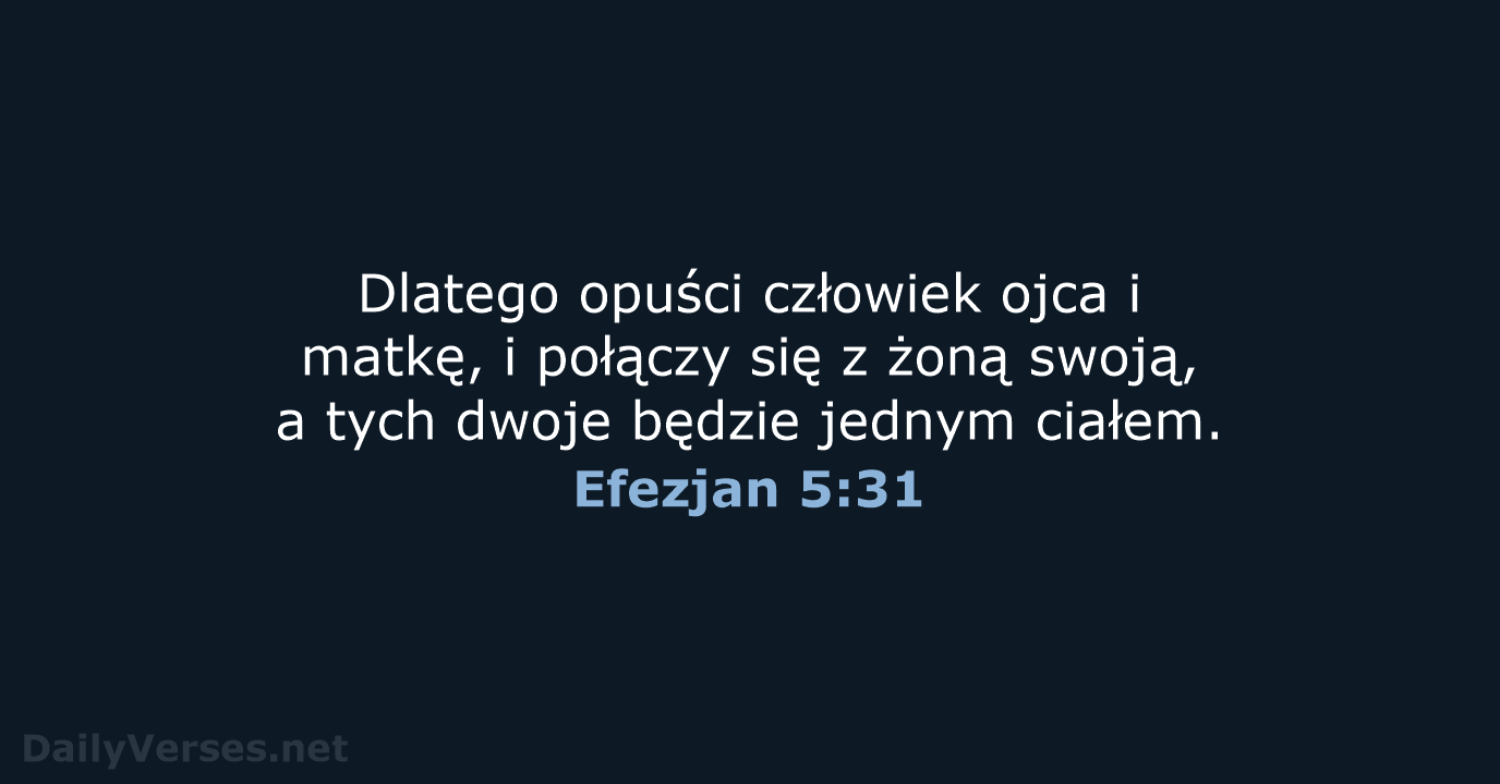 Efezjan 5:31 - BW1975