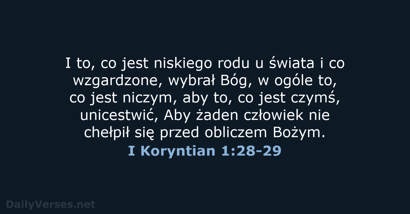 I Koryntian 1:28-29 - BW1975