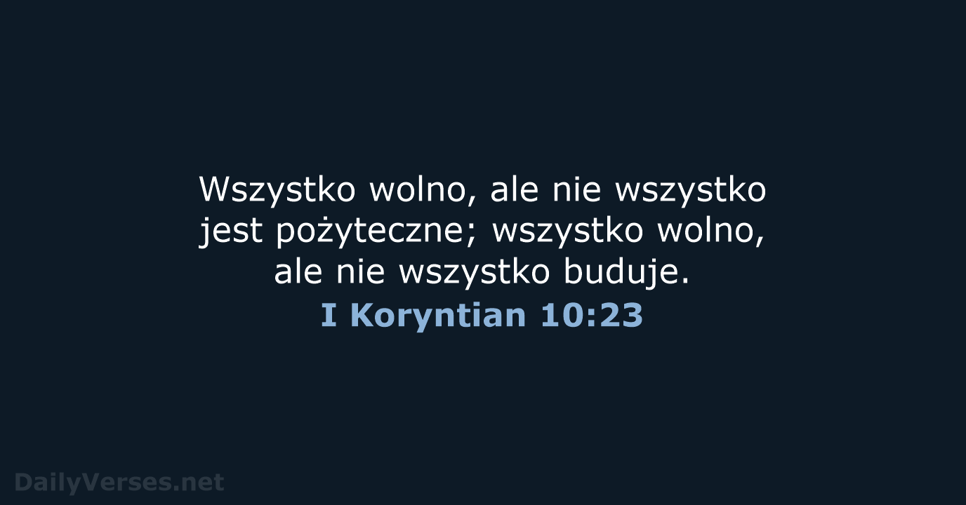 I Koryntian 10:23 - BW1975