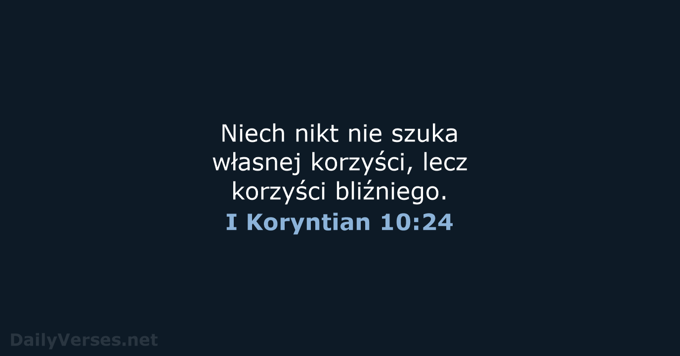 I Koryntian 10:24 - BW1975