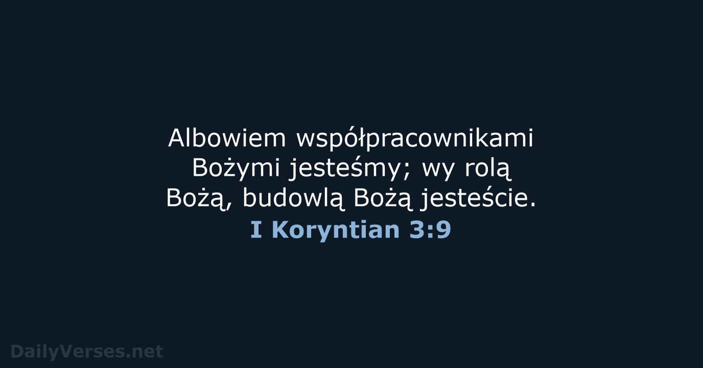 I Koryntian 3:9 - BW1975