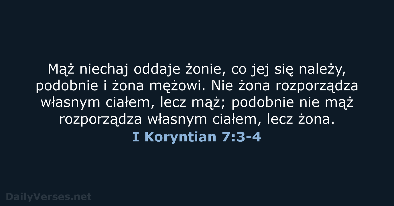 I Koryntian 7:3-4 - BW1975