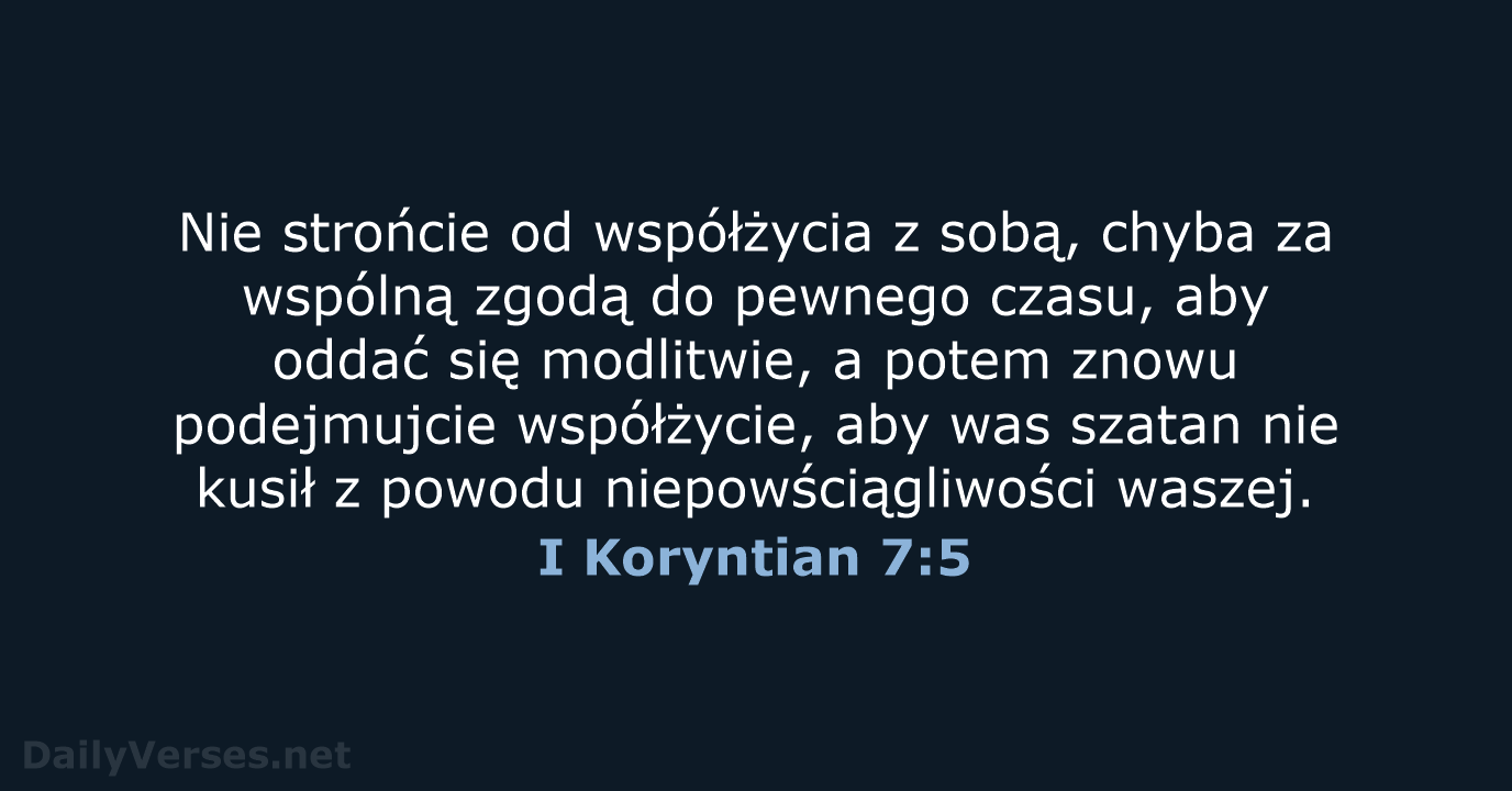 I Koryntian 7:5 - BW1975