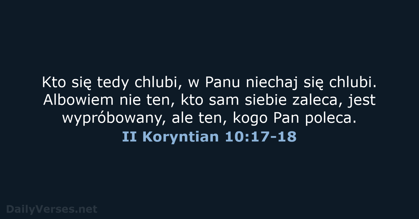 II Koryntian 10:17-18 - BW1975