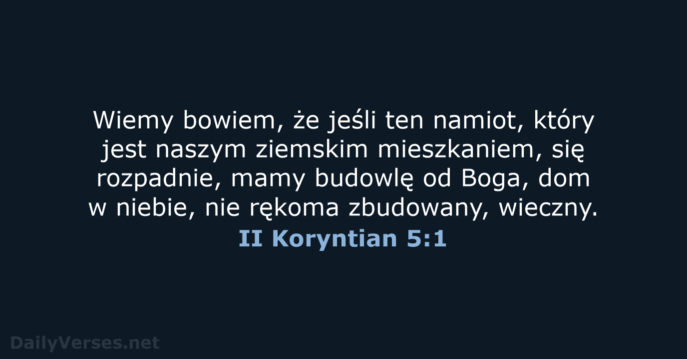 II Koryntian 5:1 - BW1975