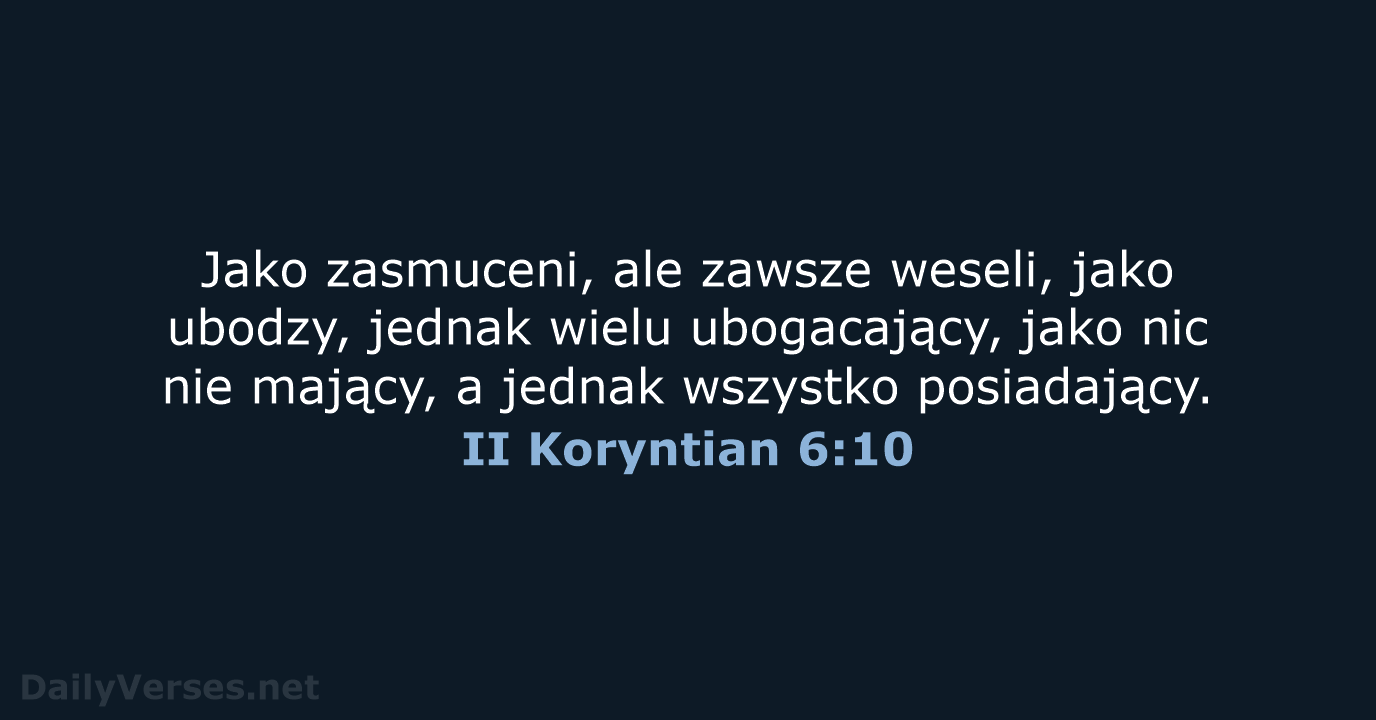 II Koryntian 6:10 - BW1975