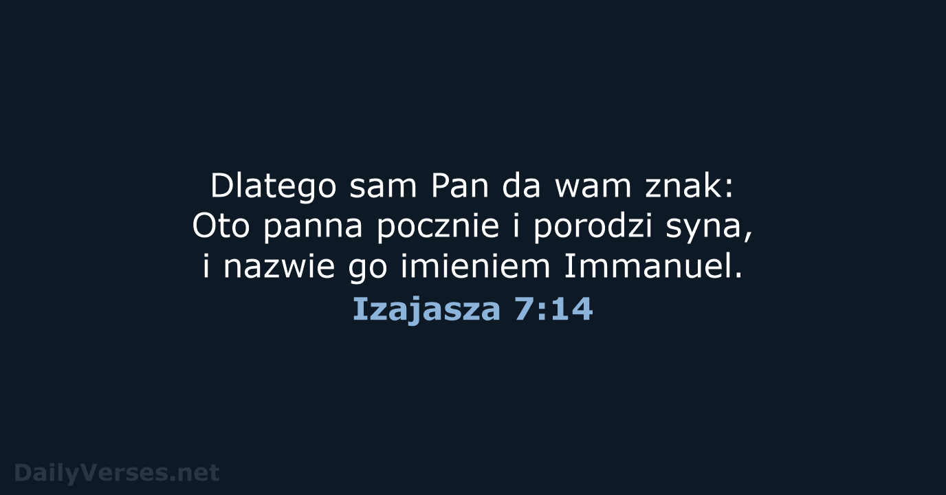 Izajasza 7:14 - BW1975