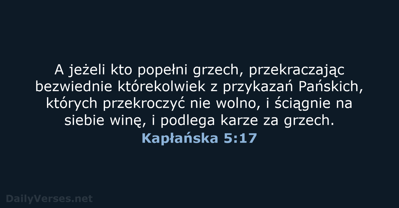 Kapłańska 5:17 - BW1975