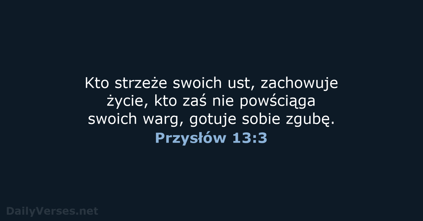 Przysłów 13:3 - BW1975