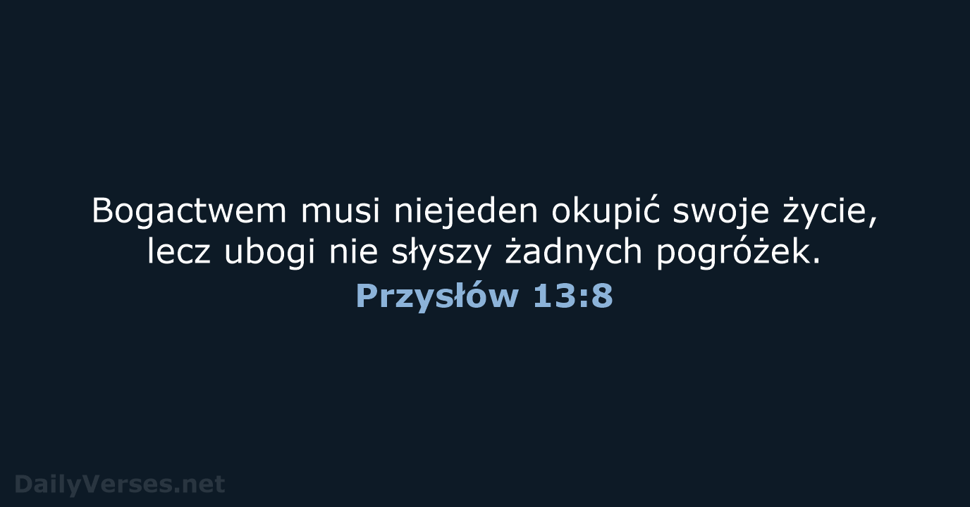 Przysłów 13:8 - BW1975