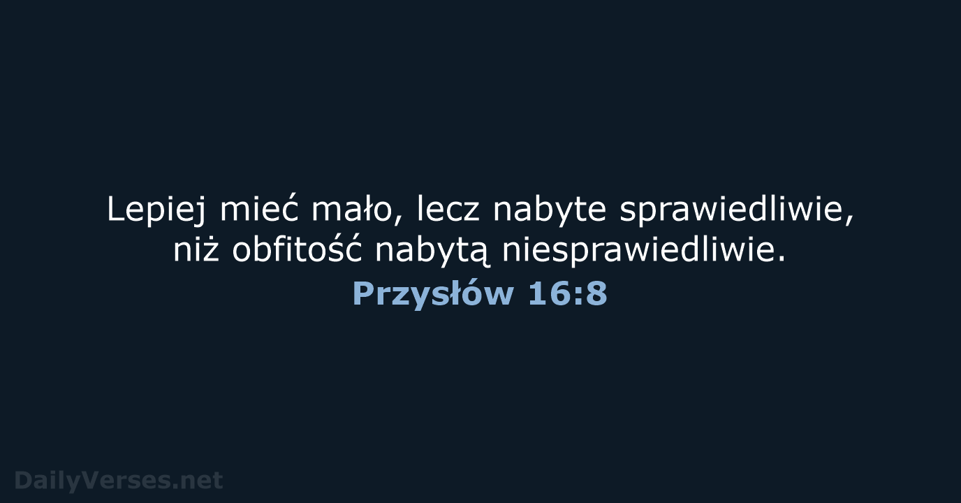 Przysłów 16:8 - BW1975