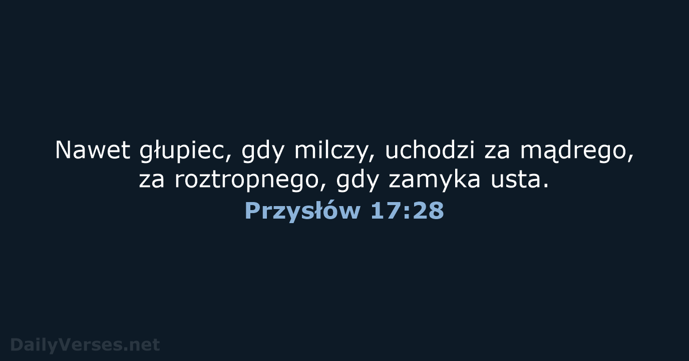 Przysłów 17:28 - BW1975