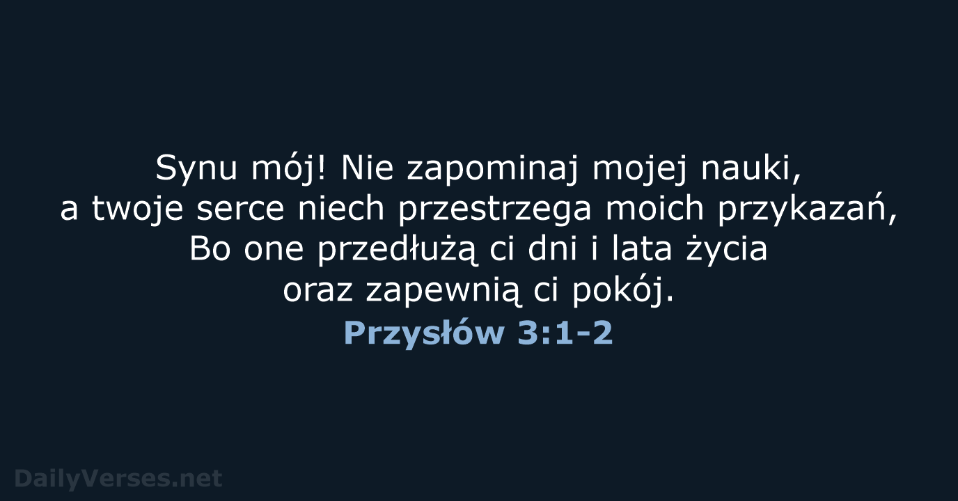 Przysłów 3:1-2 - BW1975