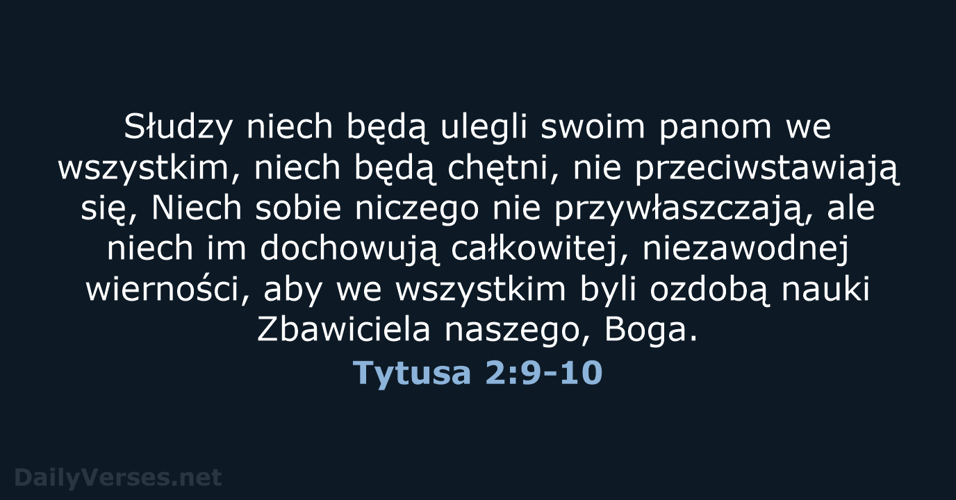 Tytusa 2:9-10 - BW1975