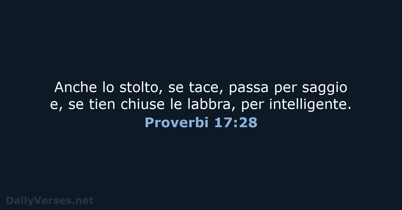 Proverbi 17:28 - CEI