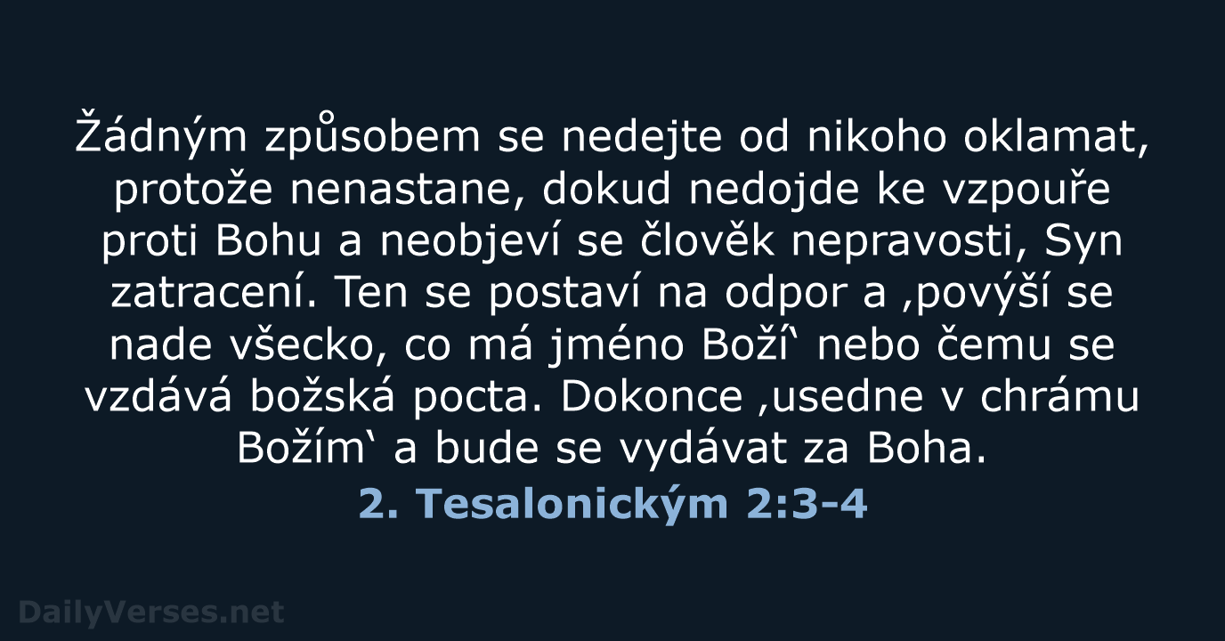 2. Tesalonickým 2:3-4 - ČEP