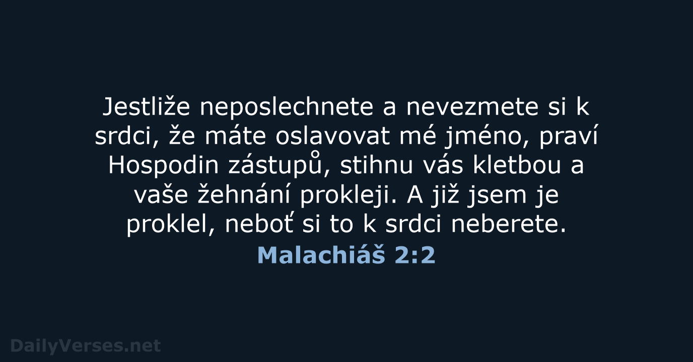 Malachiáš 2:2 - ČEP