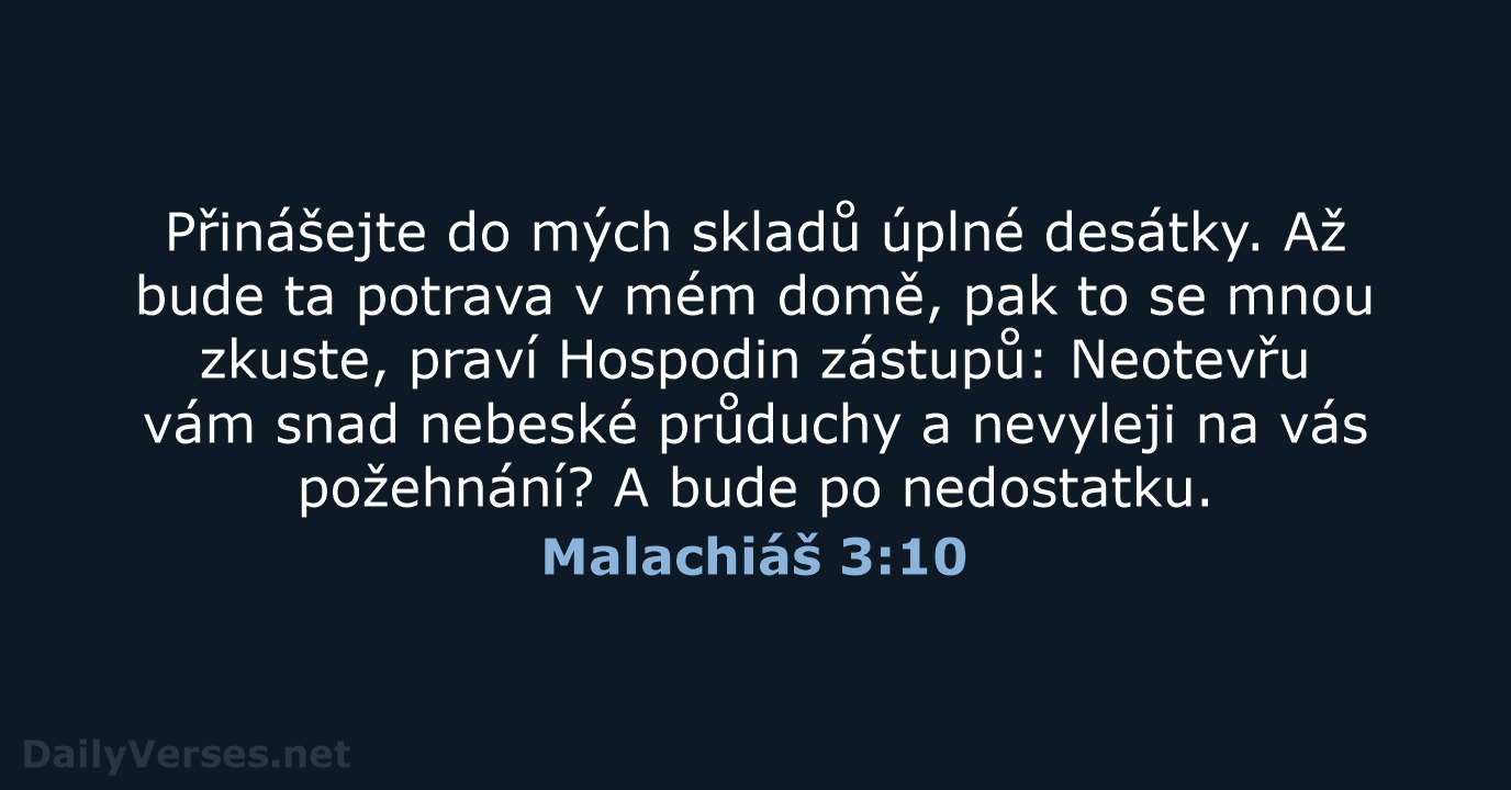 Malachiáš 3:10 - ČEP