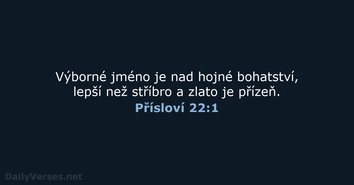 Přísloví 22:1 - ČEP