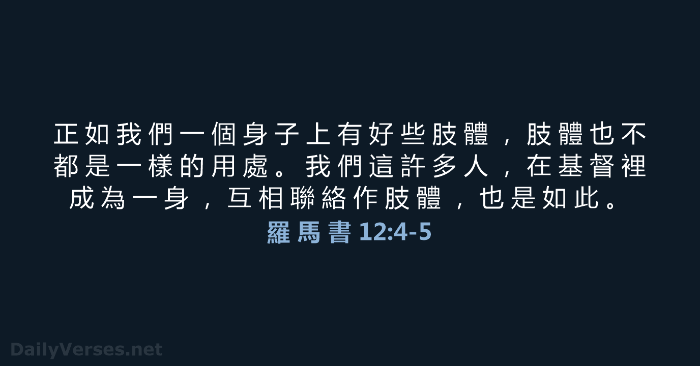 羅 馬 書 12:4-5 - CUV