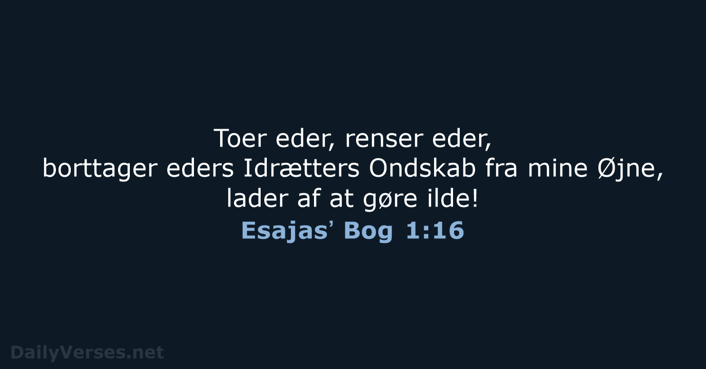 Toer eder, renser eder, borttager eders Idrætters Ondskab fra mine Øjne, lader… Esajasʼ Bog 1:16