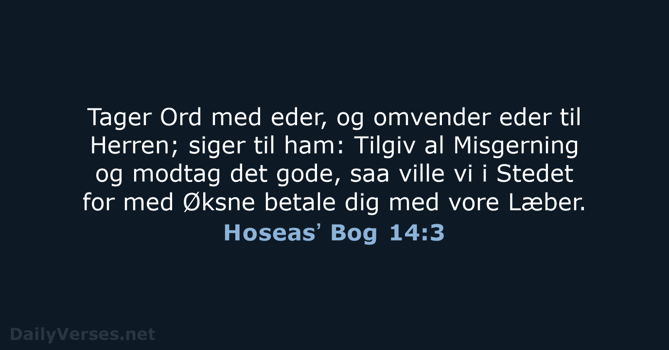 Tager Ord med eder, og omvender eder til Herren; siger til ham:… Hoseasʼ Bog 14:3